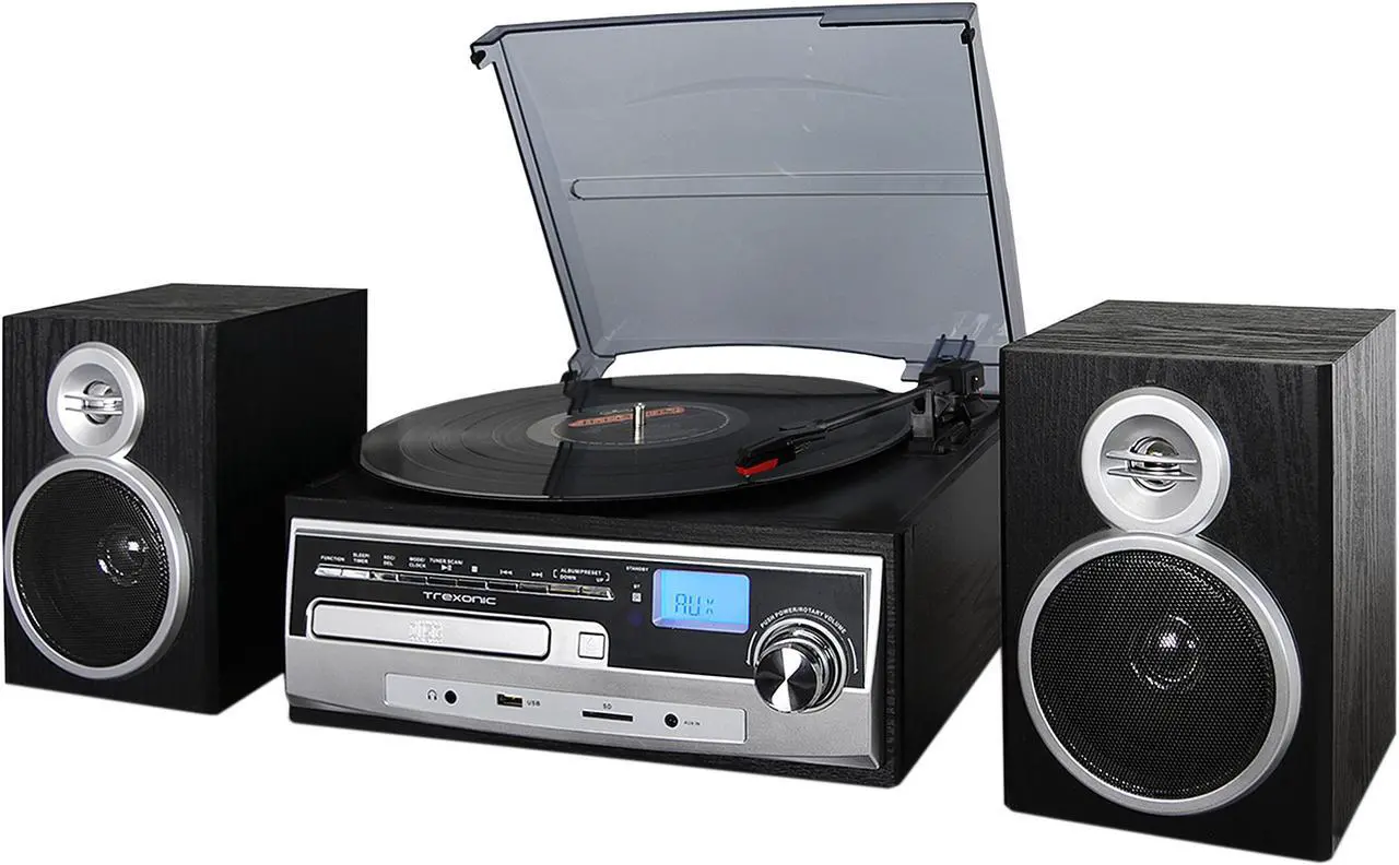 Main image of Trexonic TRX-28SP 3-Speed Turntable With CD Player, FM Radio, Bluetooth, USB/SD Recording