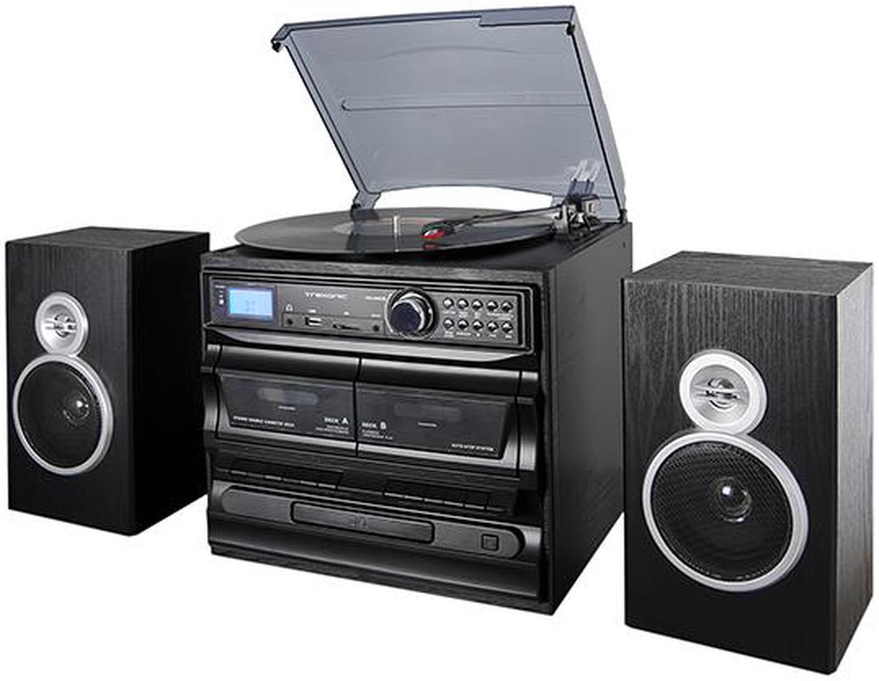 Alt view image 2 of 2 - Trexonic 3-Speed Turntable With Bluetooth, Cassette and Wire Shelf Speakers