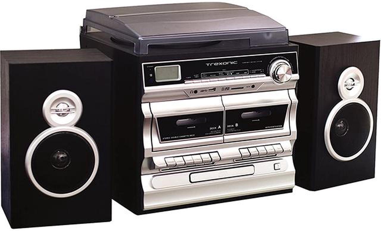 Main image of Trexonic 3-Speed Turntable With Bluetooth, Cassette and Wire Shelf Speakers
