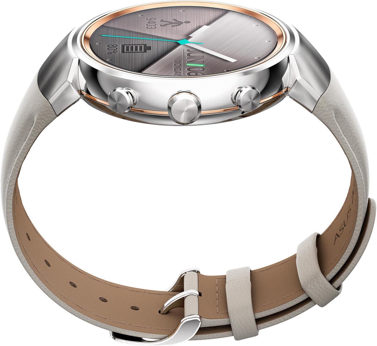 Alt view image 10 of 12 - ASUS ZenWatch 3 Android Wear Smartwatch with Quick Charge & Silver Case, Beige Leather Strap (WI503Q-SL-BG) US Warranty