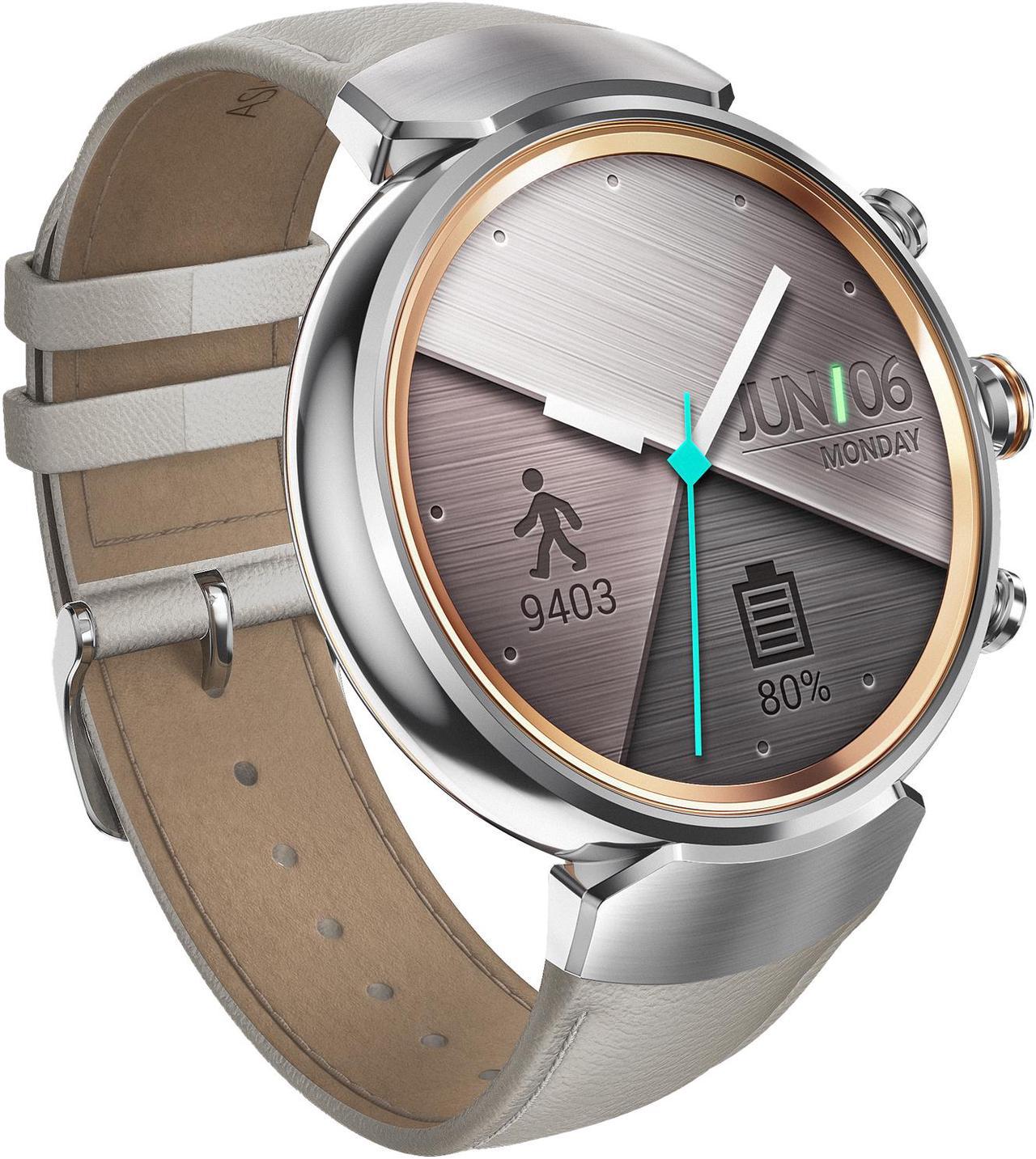 Alt view image 7 of 12 - ASUS ZenWatch 3 Android Wear Smartwatch with Quick Charge & Silver Case, Beige Leather Strap (WI503Q-SL-BG) US Warranty