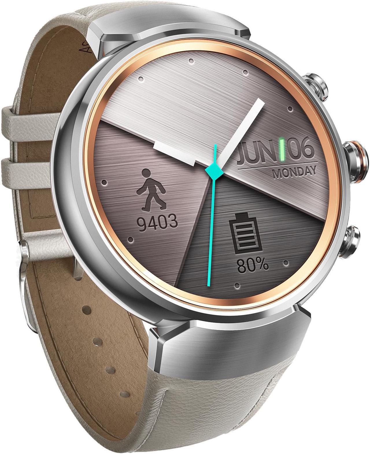 Alt view image 6 of 12 - ASUS ZenWatch 3 Android Wear Smartwatch with Quick Charge & Silver Case, Beige Leather Strap (WI503Q-SL-BG) US Warranty
