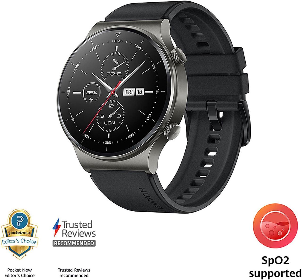 HUAWEI WATCH GT 2 Pro 46mm Night Black, GPS, SpO2, 2-week Battery, Bluetooth Calling, Ski/Golf Modes (Canada Warranty)