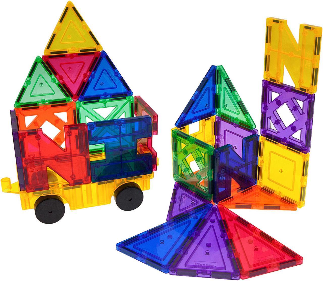 Main image of PicassoTiles 26-Piece Building Blocks 26pcs Inspirational Kit 3D Building Construction Toys Clear Magnetic Stacking Set STEM Playboards Magnet Felt Tiles Novelty Games, Creativity Beyond Imagination