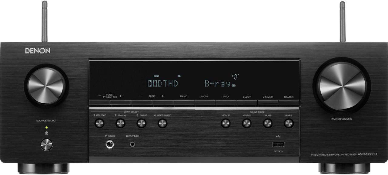 Denon - AVR-S660H 5.2 Ch AVR, Advanced 8K Upscaling, 3D Audio - Dolby TrueHD, DTS:HD Master, Amazon Alexa - Black