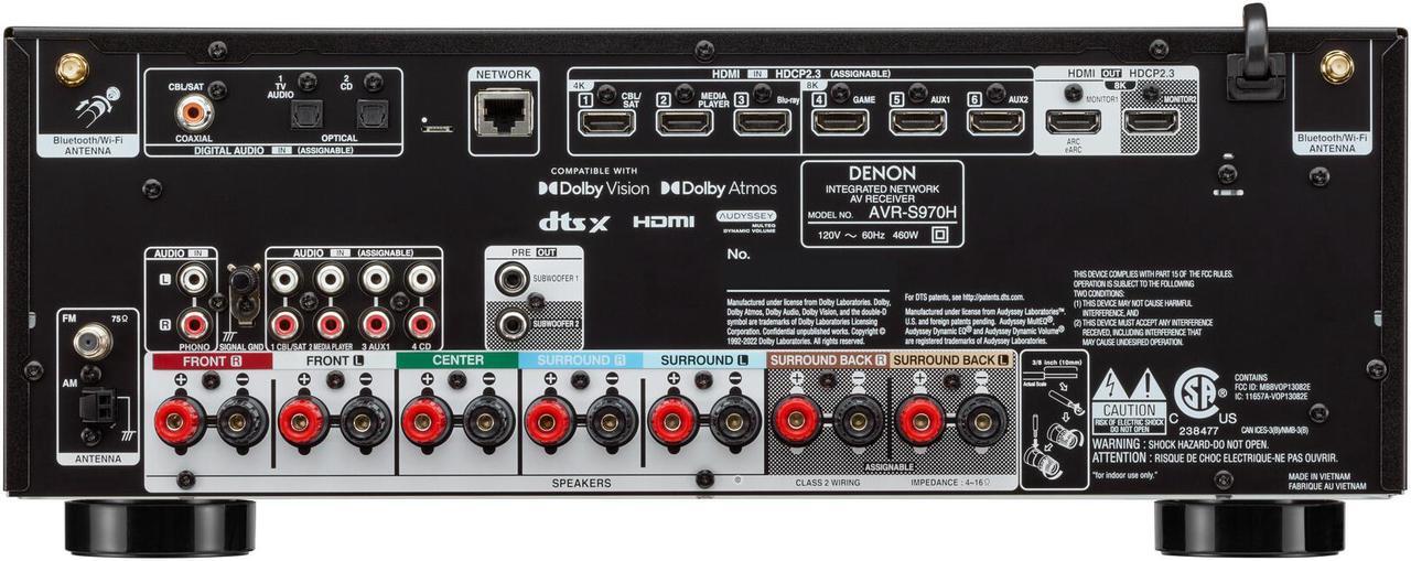 Alt view image 4 of 4 - Denon - AVR-S970H 90W 7 Ch Bluetooth Capable HDR Compatible with HEOS and Dolby Atmos 8K Ultra HD AV Home Theater Receiver - Black