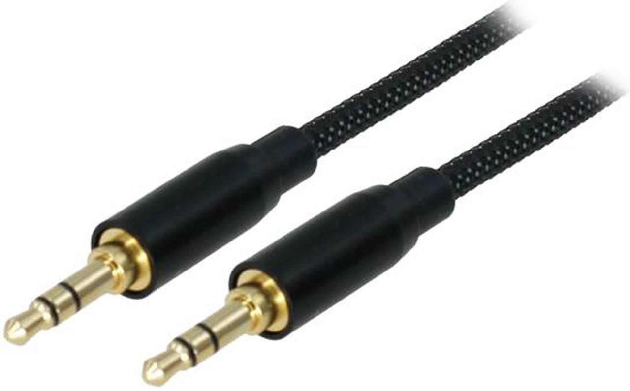 Alt view image 2 of 3 - Nippon Labs 50S3H-MM-1-BK 3.5mm Aux Cable, 1 ft. 3.5mm (1/8 inch) TRS Stereo Male to Male Braided Nylon Sleeve Premium Audio Cable, Metal Shell, Gold Plated, OD: 3.60mm - Black