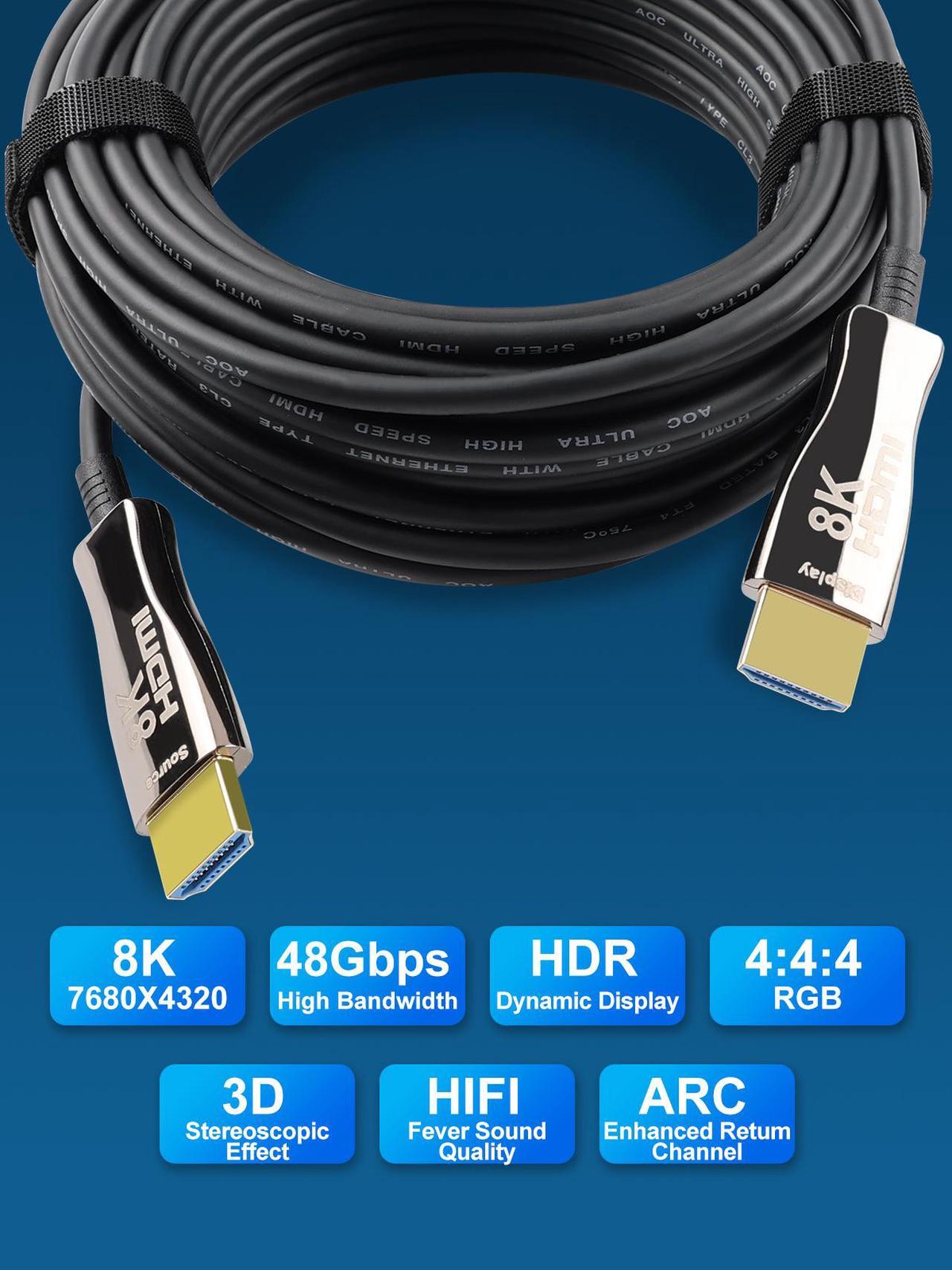 Alt view image 5 of 5 - Nippon Labs 35FT Hybrid Active Optical Fiber HDMI Cable; 8K@60Hz 4K@120Hz Dynamic HDR 10, eARC, HDCP2.2, 4:4:4 48Gbps CL3 Rated, 8K High Speed HDMI 2.1 Active Optical Cable (AOC) cable - 20AOH8KCL3-35FT