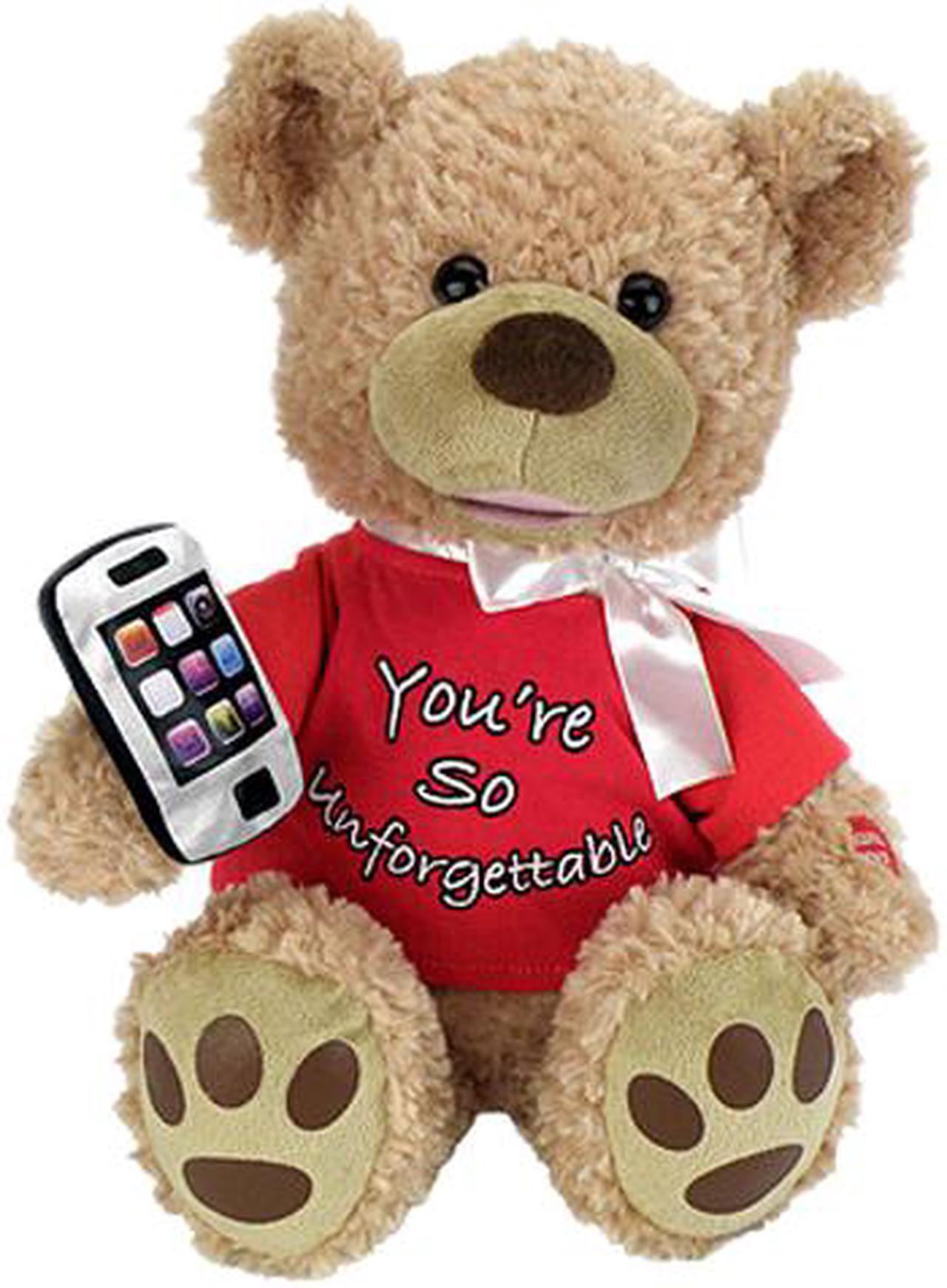 Main image of Chantilly Lane G1025 12in Myphone Bear Holding Cell Phone sings Unforgettable