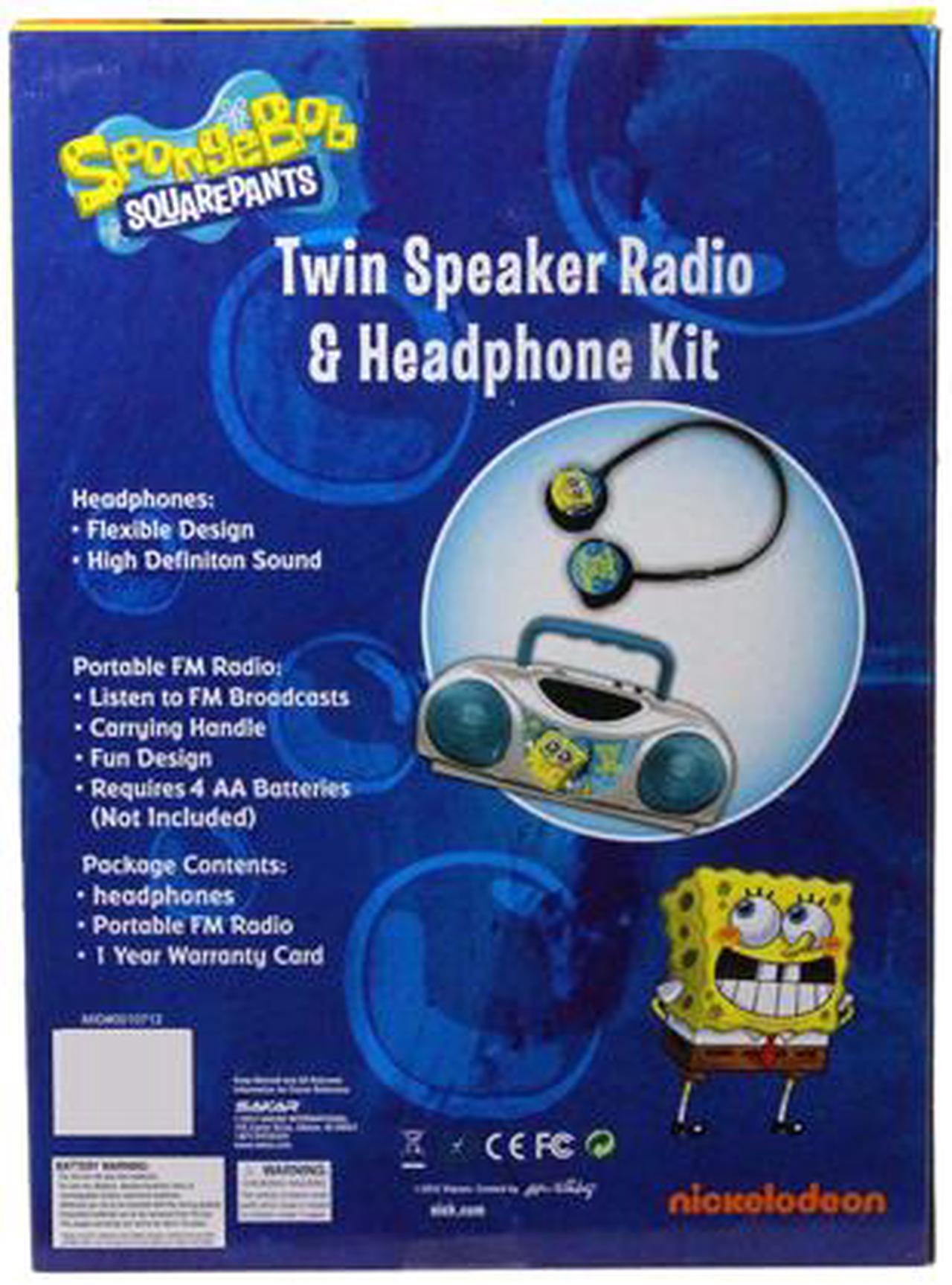 Alt view image 3 of 3 - Sakar Nickelodeon Spongebob Twin Speaker Radio with Headphone 45062