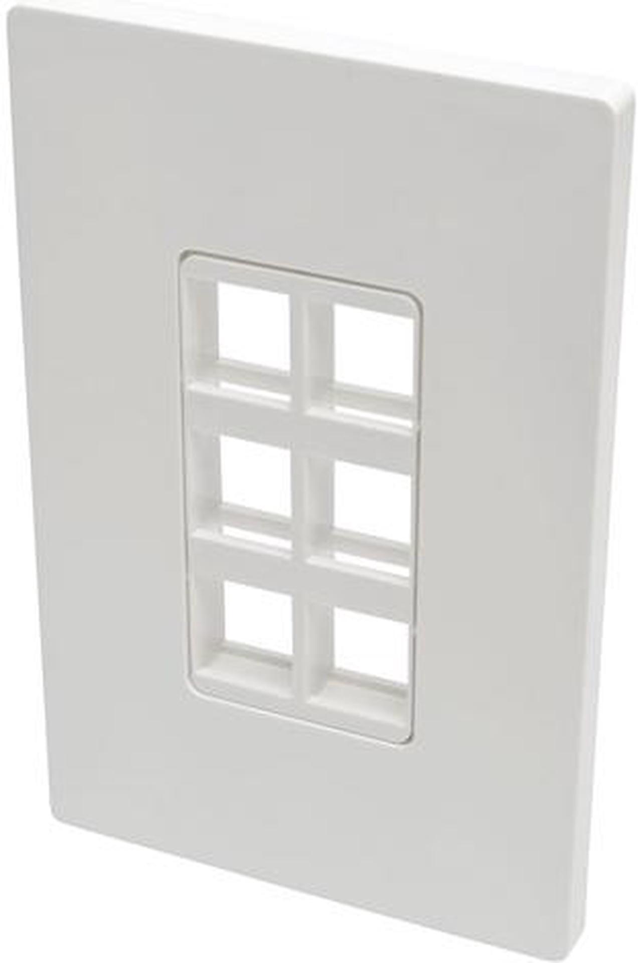 Main image of Tripp Lite Single-Gang 6-Port Universal Keystone Wall Plate, Cat5/6/6a, USB, HDMI, DisplayPort, RCA, White (N080-106)