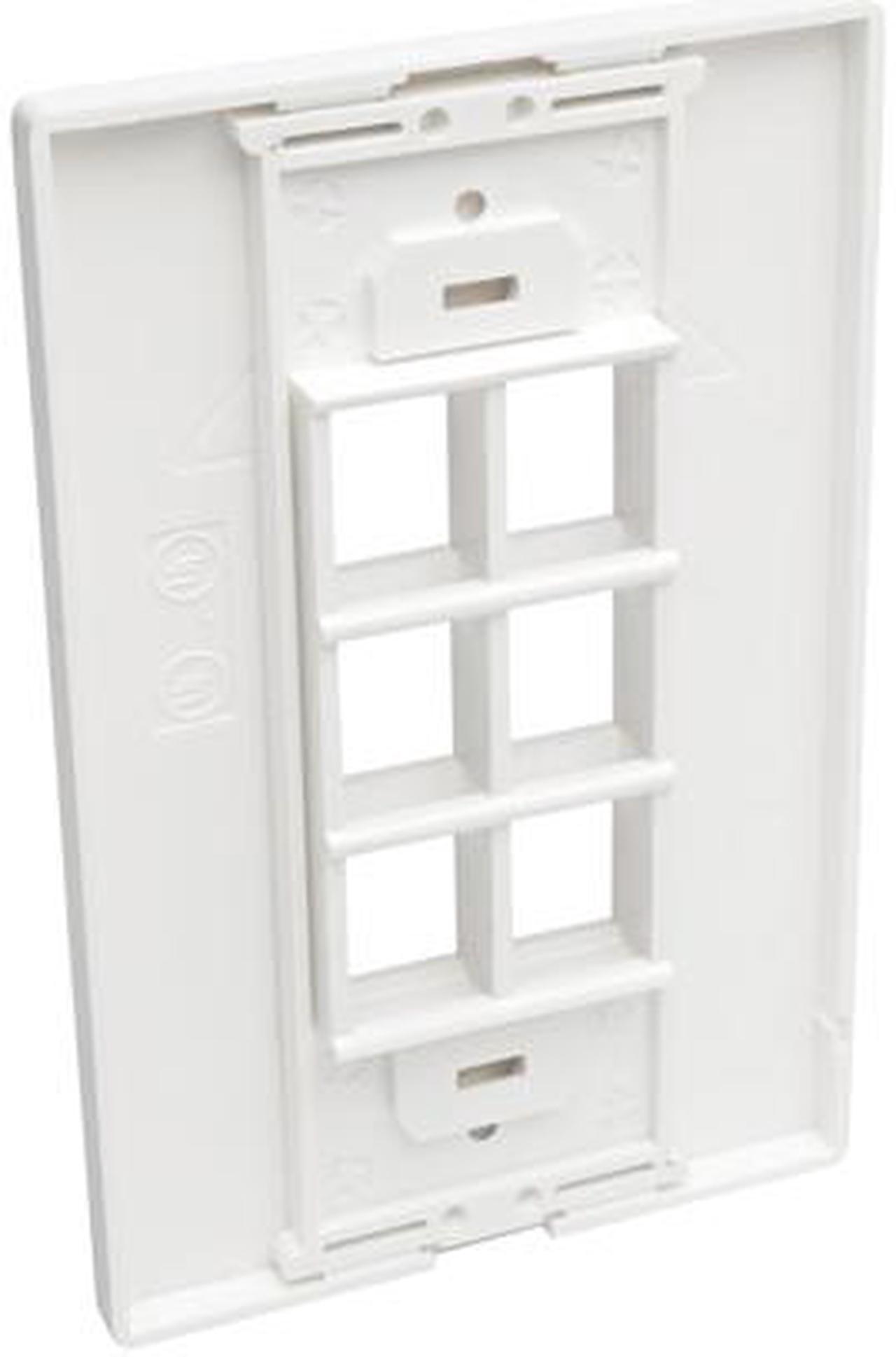 Alt view image 2 of 4 - Tripp Lite Single-Gang 6-Port Universal Keystone Wall Plate, Cat5/6/6a, USB, HDMI, DisplayPort, RCA, White (N080-106)