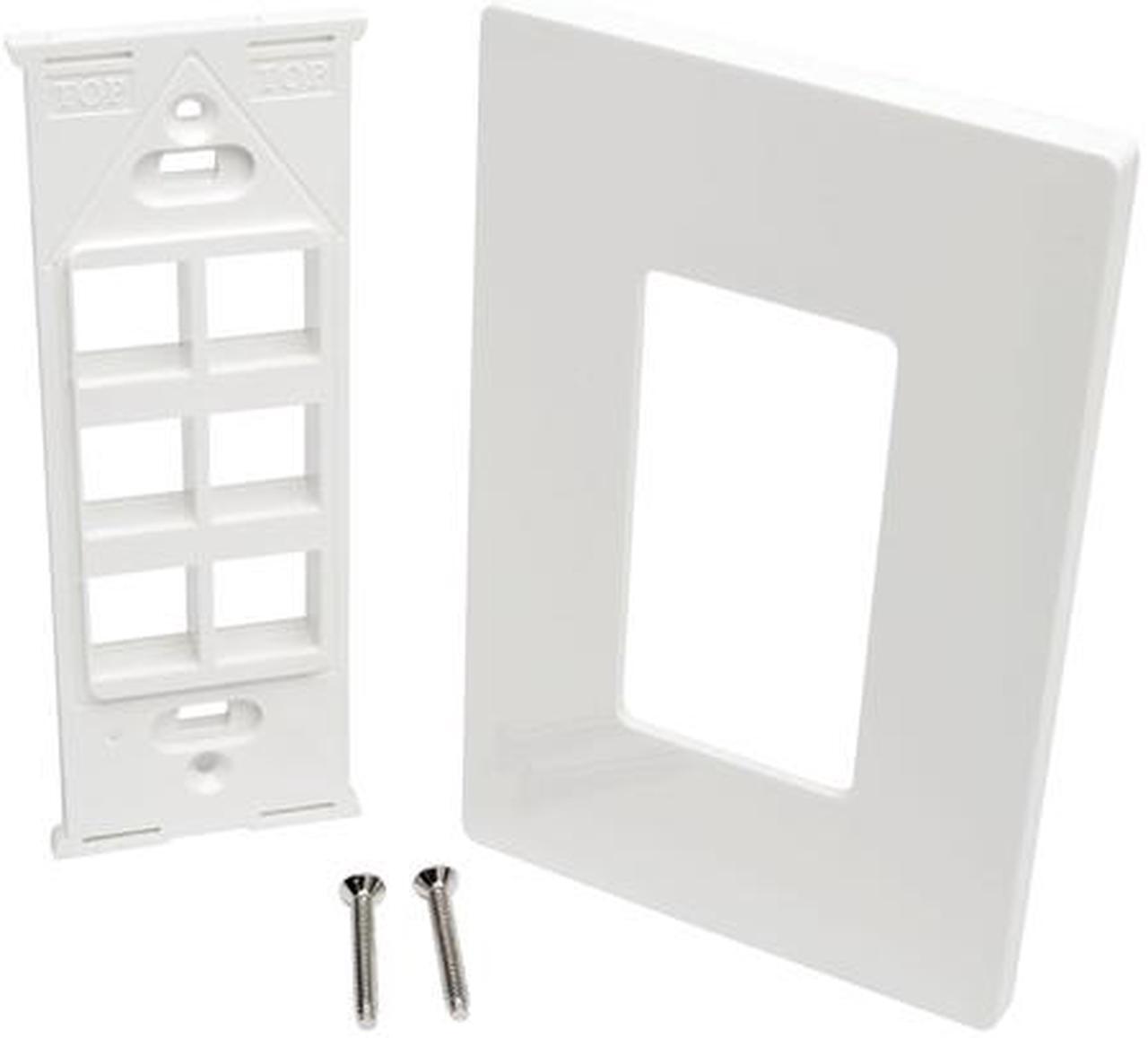 Alt view image 4 of 4 - Tripp Lite Single-Gang 6-Port Universal Keystone Wall Plate, Cat5/6/6a, USB, HDMI, DisplayPort, RCA, White (N080-106)