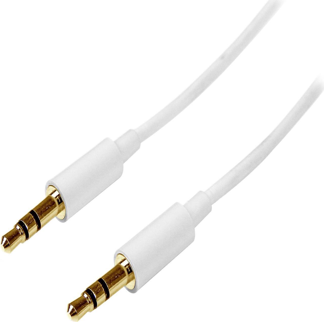 StarTech.com MU3MMMSWH 9.8 ft [3 m] Slim 3.5mm Stereo Audio Cable - Male to Male