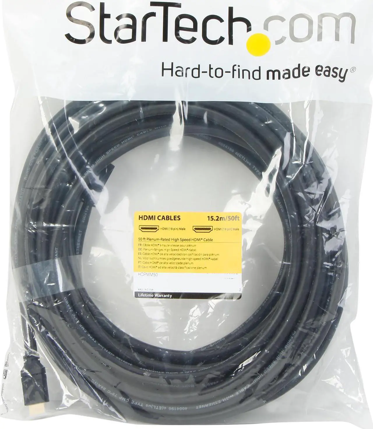 Alt view image 3 of 3 - StarTech.com 50 ft 15m Plenum-Rated High Speed HDMI Cable - HDMI to HDMI - M/M