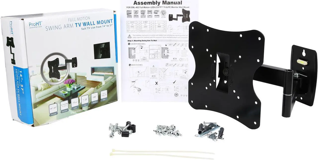 Alt view image 8 of 8 - inland 05329 14" - 37" Articulating LCD LED Monitor Wall Arm Mount