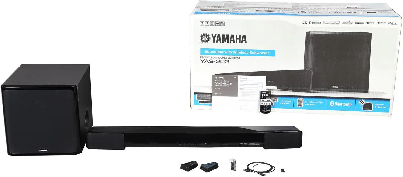 Alt view image 10 of 10 - Yamaha YAS-203BL Soundbar with Wireless Subwoofer and Bluetooth