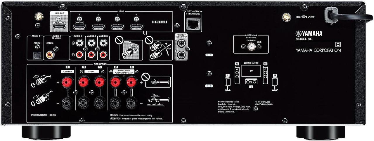 Alt view image 4 of 4 - YAMAHA RX-V4A 5.2-channel AV Receiver with 8K HDMI and MusicCast - Black