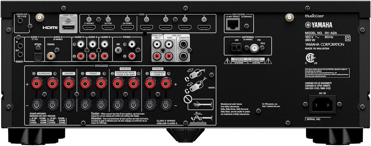Alt view image 4 of 5 - YAMAHA AVENTAGE RX-A2A 100W 7.2-Channel AV Receiver with 8K HDMI and MusicCast - Black