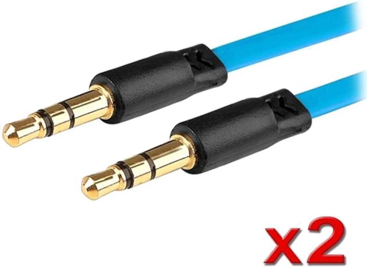 Main image of Insten 1543674 3.3 ft. 2 x 3.5mm Stereo Extension Cable Light Blue Male to Male