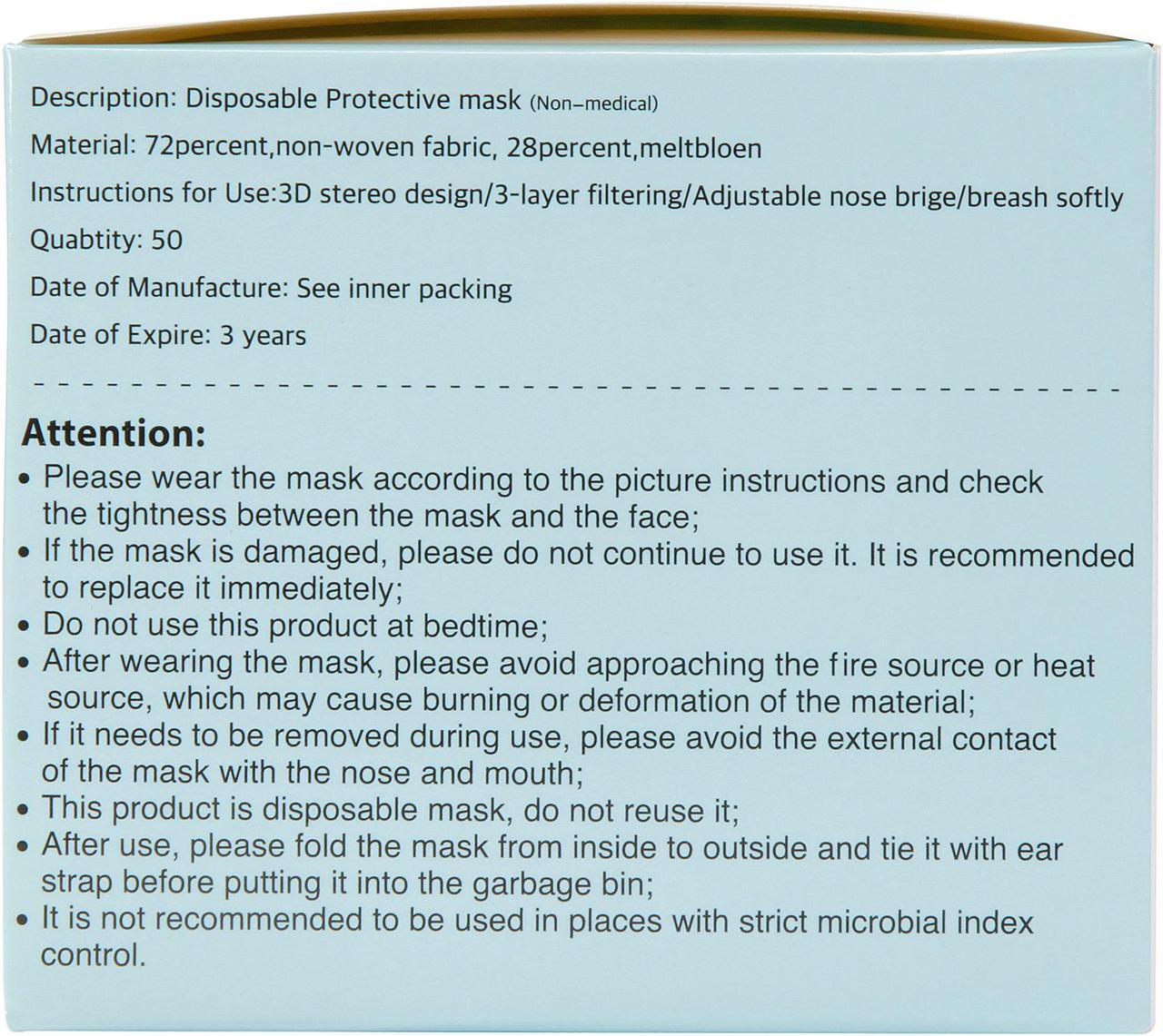 Alt view image 2 of 3 - Siyang Disposable Face Mask, 50 pcs per Box