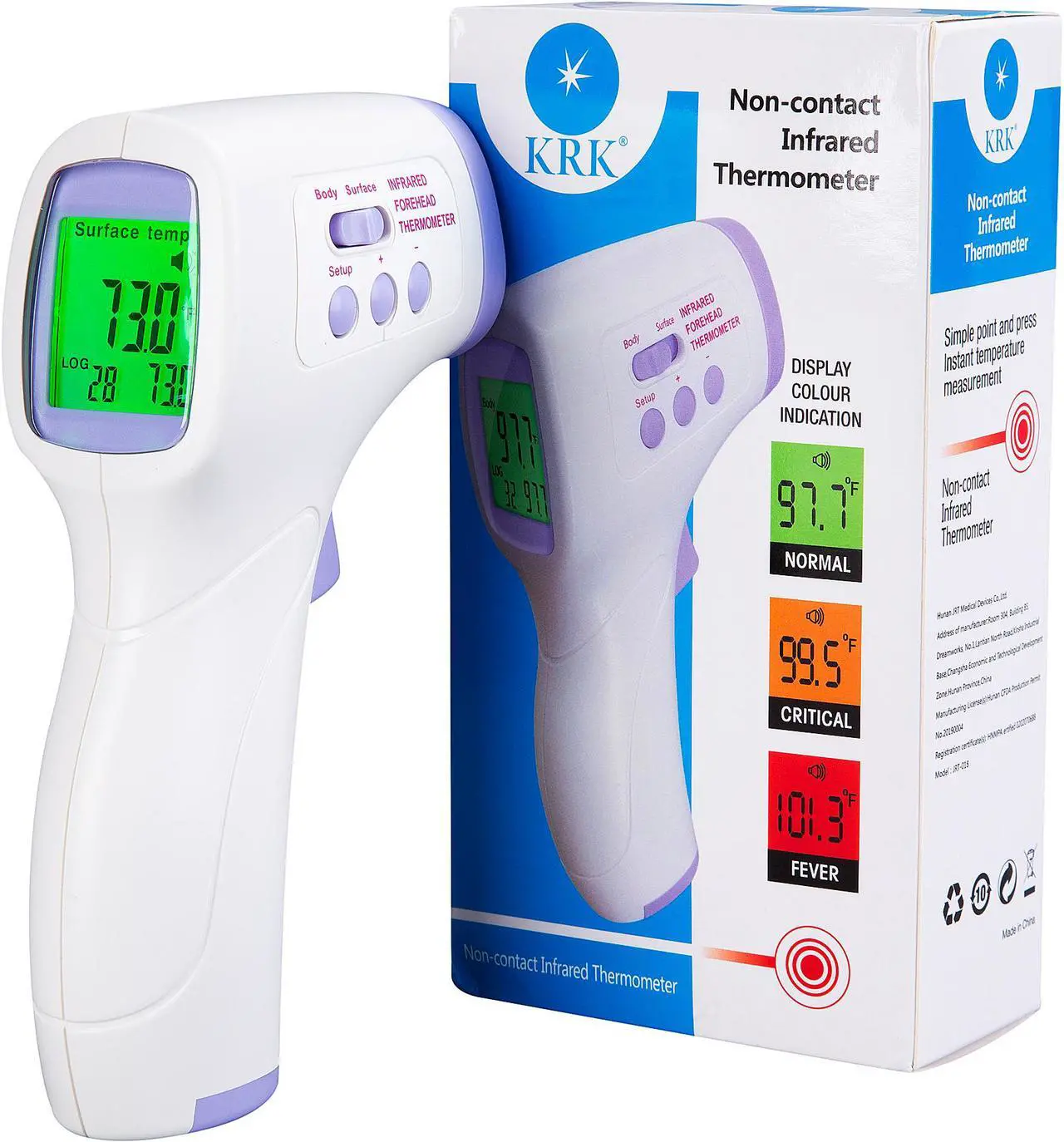 Main image of KRK Non-Contact Infrared Thermometer, Model JRT-018 FDA no. D393624