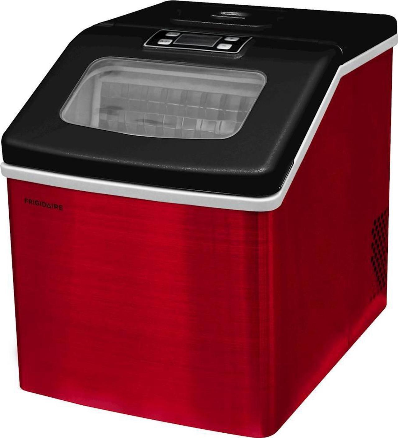 Frigidaire Portable Countertop Compact "Square Shaped" 40-lb Ice Maker with Window - Red