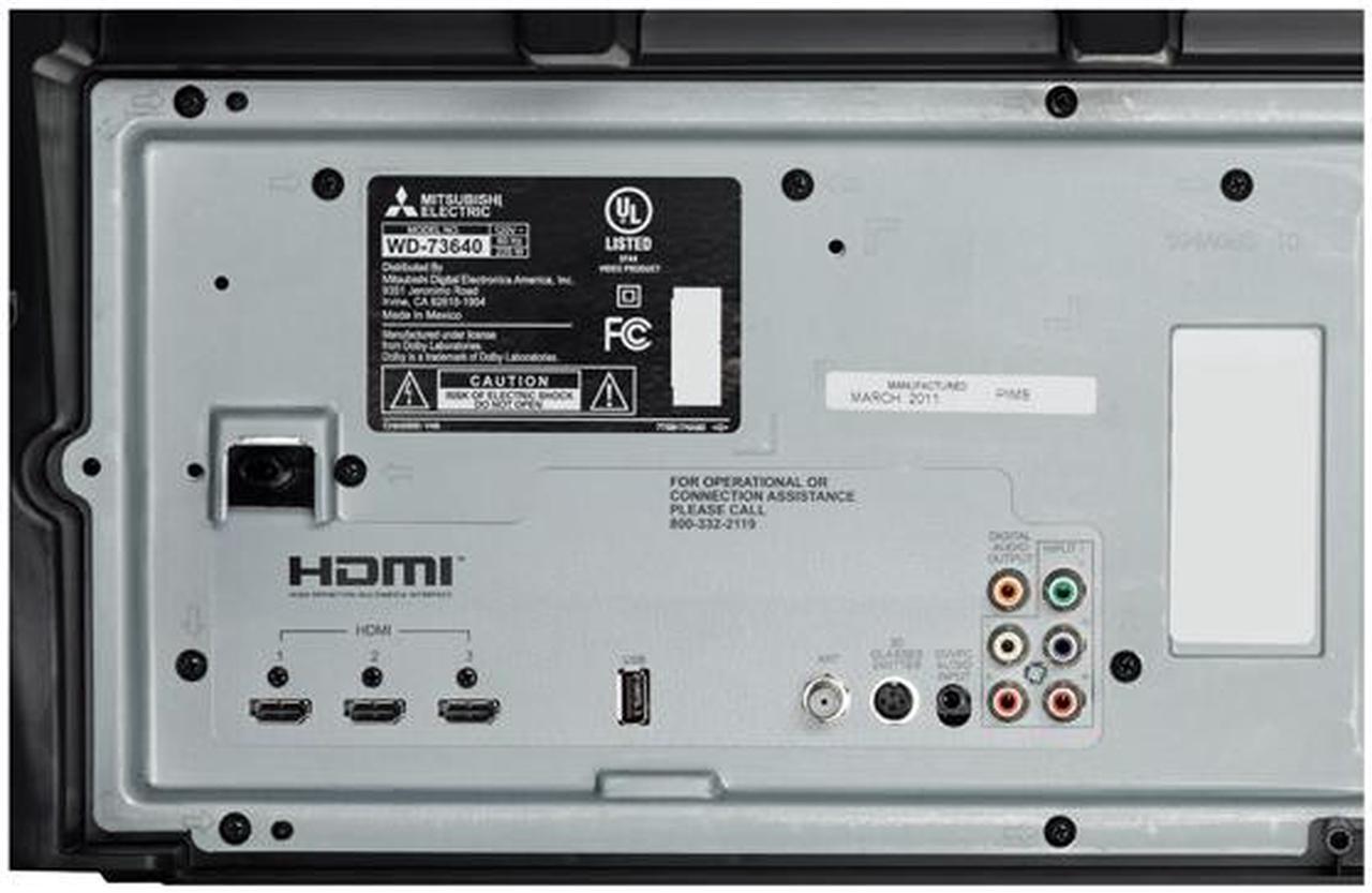 Alt view image 5 of 5 - MITSUBISHI ELECTRIC WD73642 73" 16:9 Platinum Black DLP Technology Class 3D Home Cinema TV