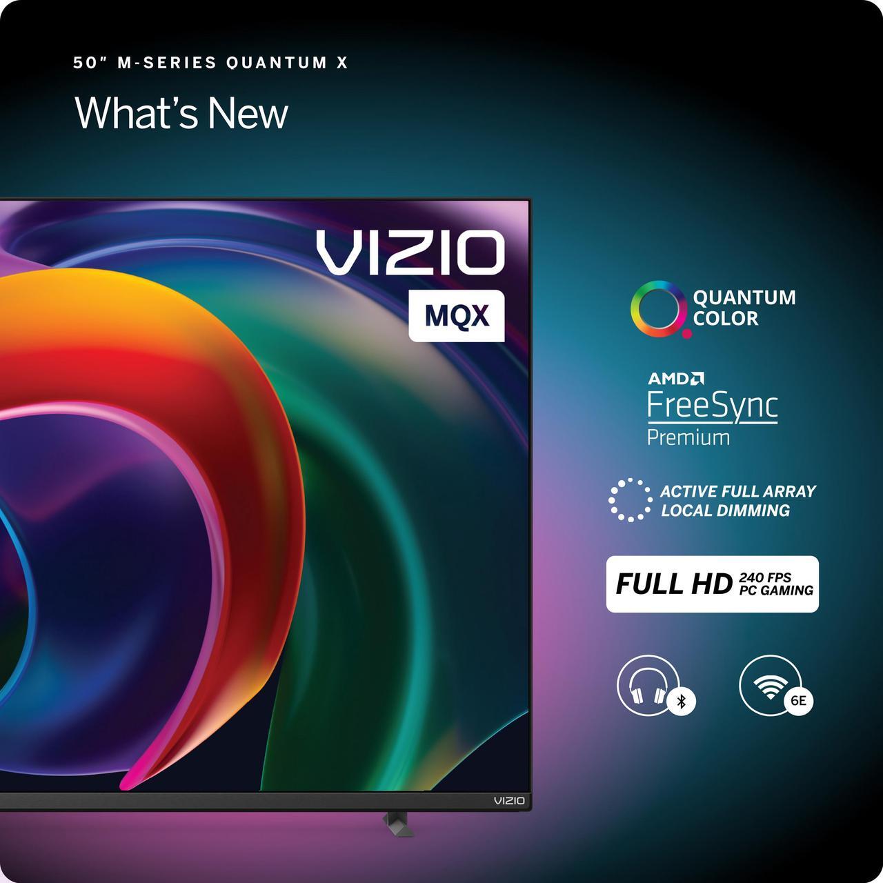 Alt view image 4 of 20 - VIZIO 50-inch MQX-Series 4K 120Hz QLED HDR10+ Smart TV with Dolby Vision, Active Full Array, 240Hz @ 1080p PC Gaming, WiFi 6E, Apple AirPlay, Chromecast Built-in, M50QXM-K01 2023