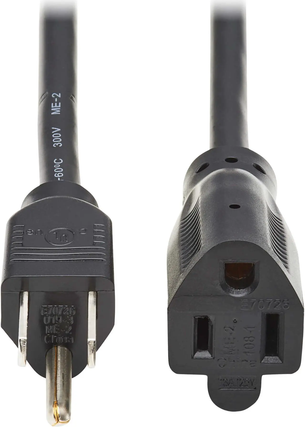 Alt view image 2 of 5 - Tripp Lite Power Extension Cord, NEMA 5-15P to NEMA 5-15R - 13A, 120V, 16 AWG, 12 ft. (3.7 m), Black P022-012-13A