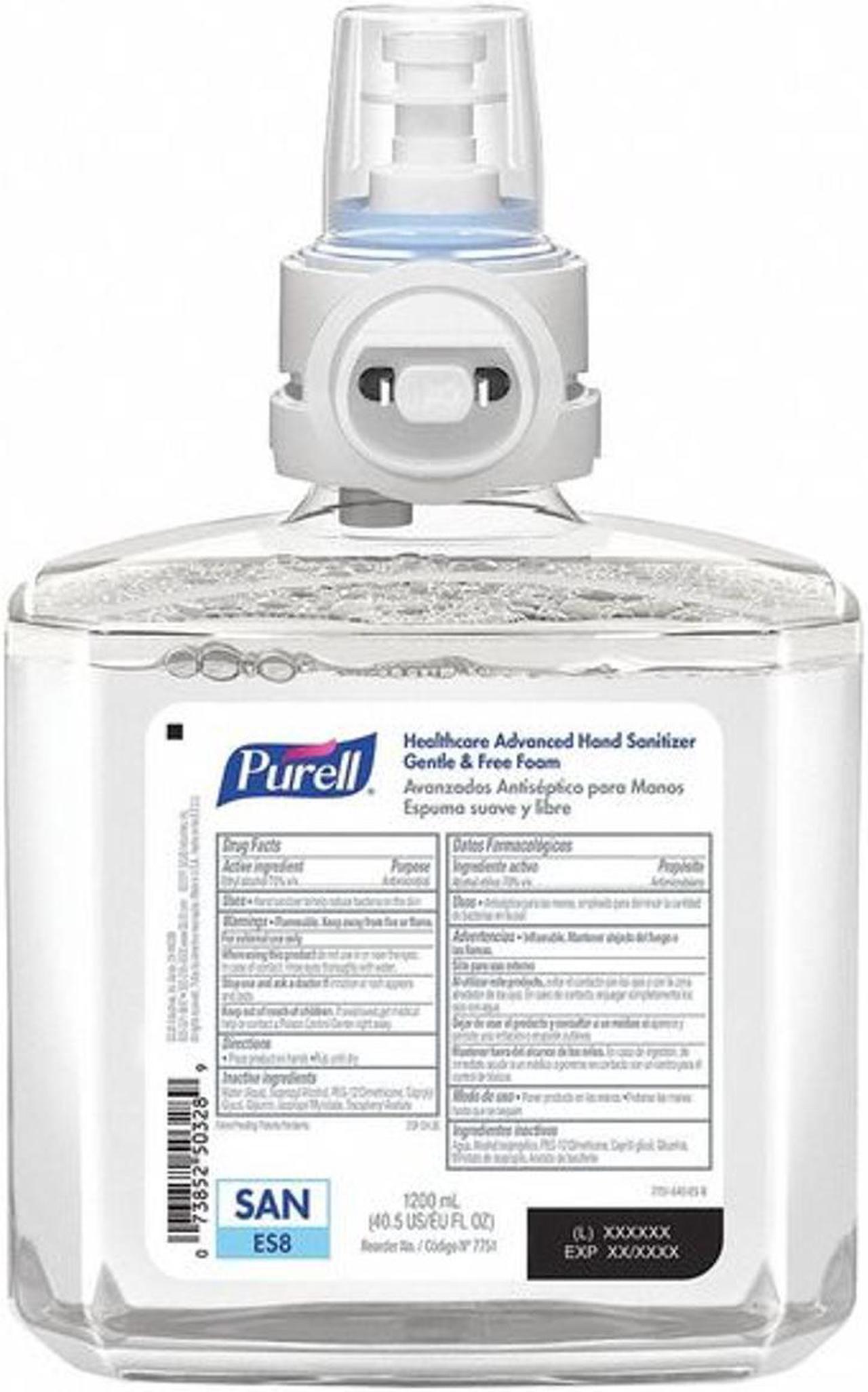 Alt view image 2 of 2 - Purell 7751-02 Healthcare Advanced Gentle/Free Foam Hand Sanitizer, 1,200 mL Refill, Fragrance-Free, For ES8 Dispensers, 2/Carton
