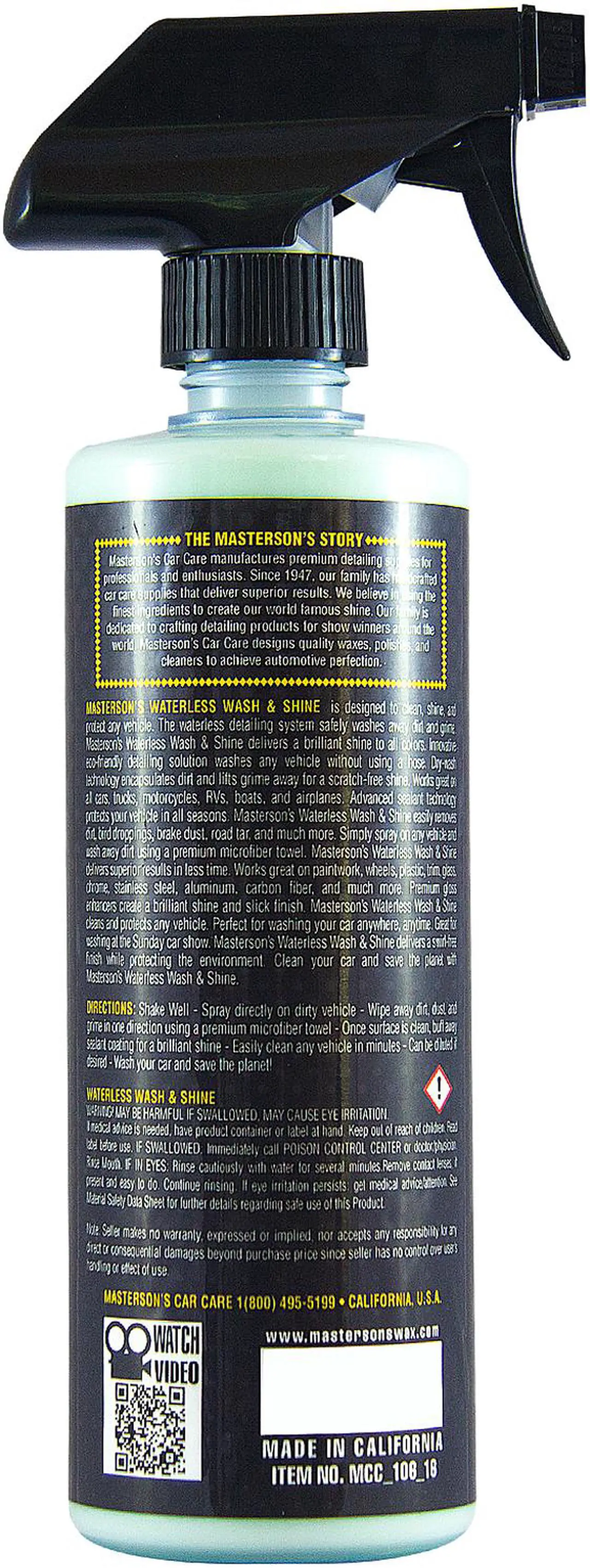 Alt view image 3 of 2 - Masterson's - Waterless Wash & Shine 16 oz - MCC_106_16 - Made in America