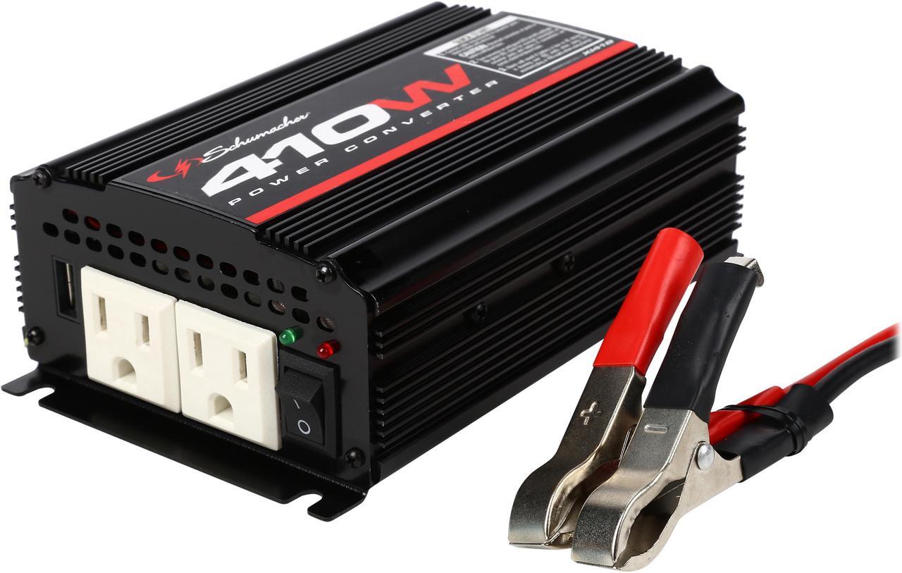 Main image of Schumacher XI41B 'X-Line' 410W Power Inverter with Battery Clamps and 12V Male Adapter Plug
