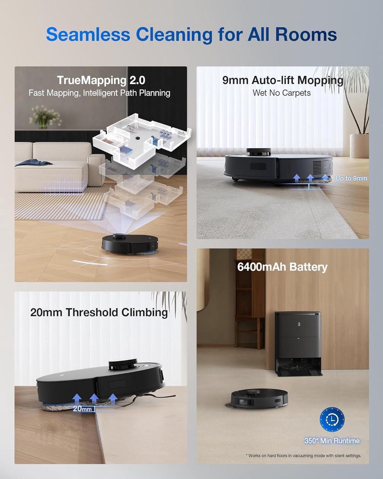 Alt view image 8 of 10 - ECOVACS T30S PRO Robot Vacuum & Spinning Mop with Auto-Cleaning Station (OZT3MXP)