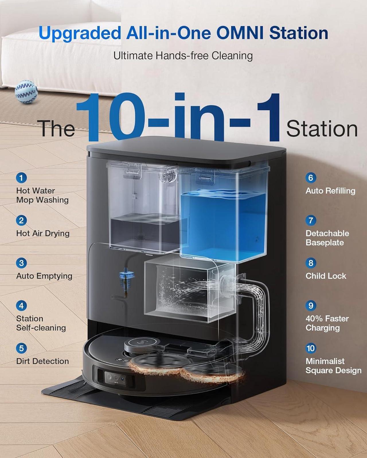 Alt view image 7 of 10 - ECOVACS T30S PRO Robot Vacuum & Spinning Mop with Auto-Cleaning Station (OZT3MXP)