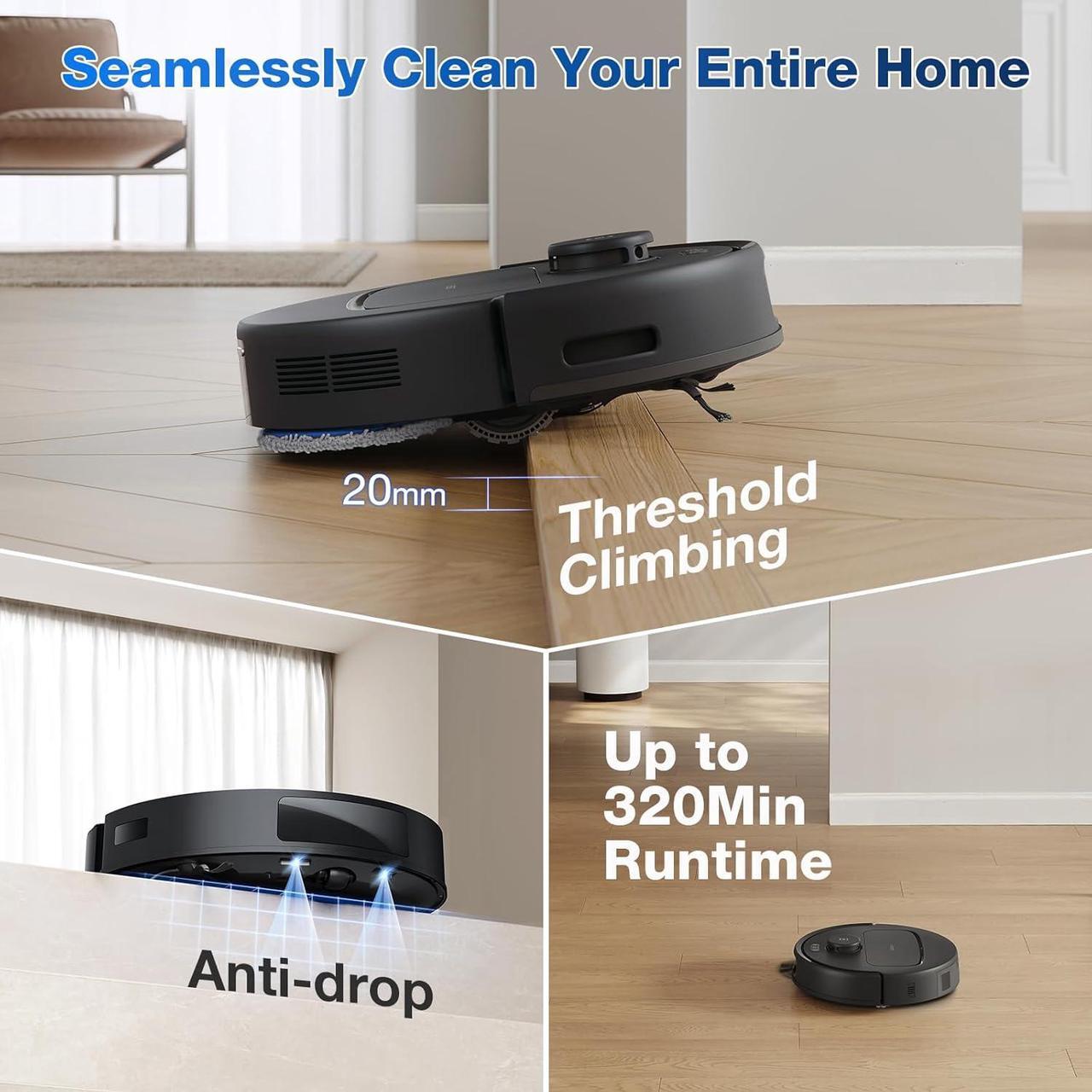 Alt view image 6 of 9 - ECOVACS DEEBOT N30 PRO OMNI Robot Vacuum and Mop (10000Pa Suction) 140F Hot Water Mop Washing, Hot Air-Drying, Self-Emptying, Auto-lift Mopping