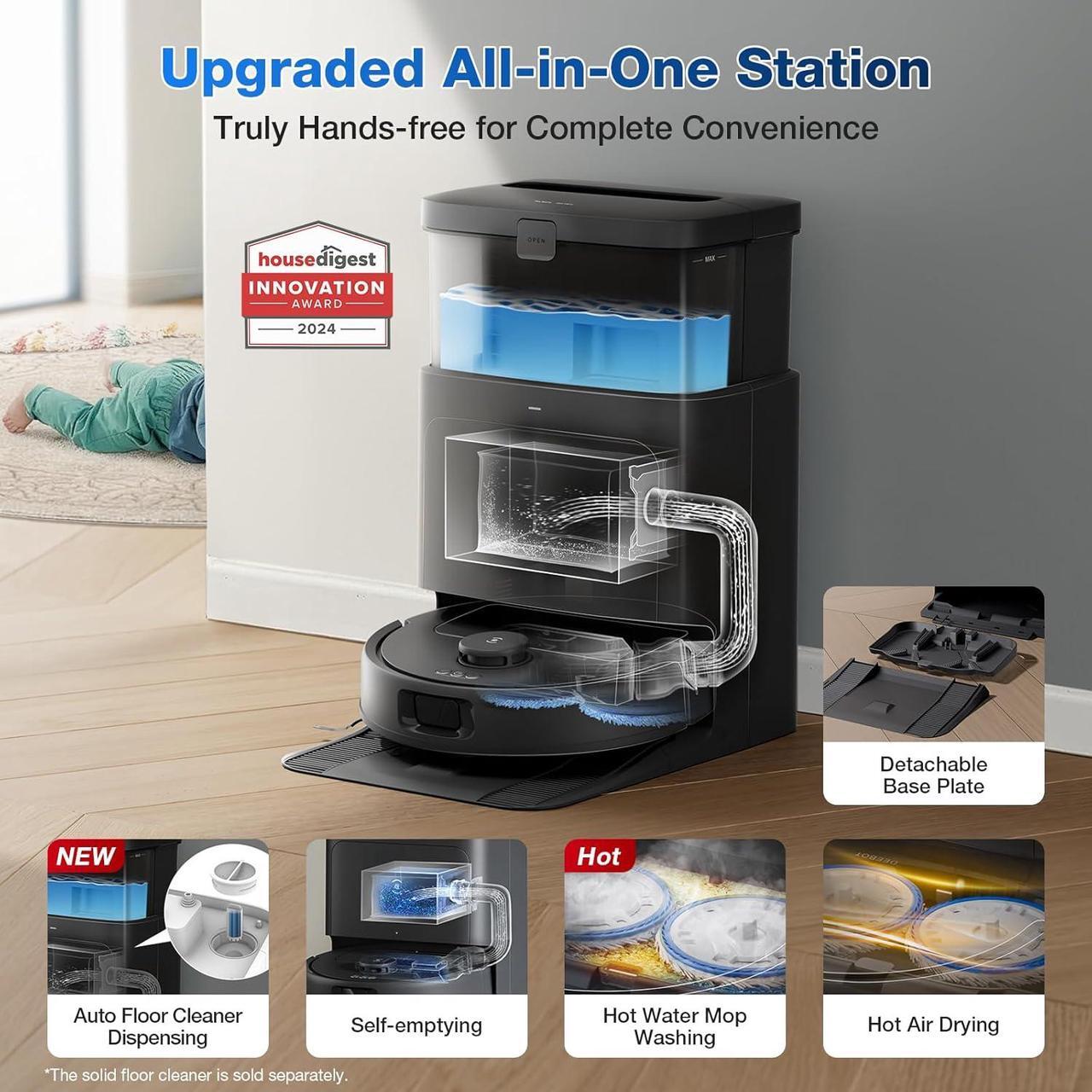 Alt view image 2 of 9 - ECOVACS DEEBOT N30 PRO OMNI Robot Vacuum and Mop (10000Pa Suction) 140F Hot Water Mop Washing, Hot Air-Drying, Self-Emptying, Auto-lift Mopping
