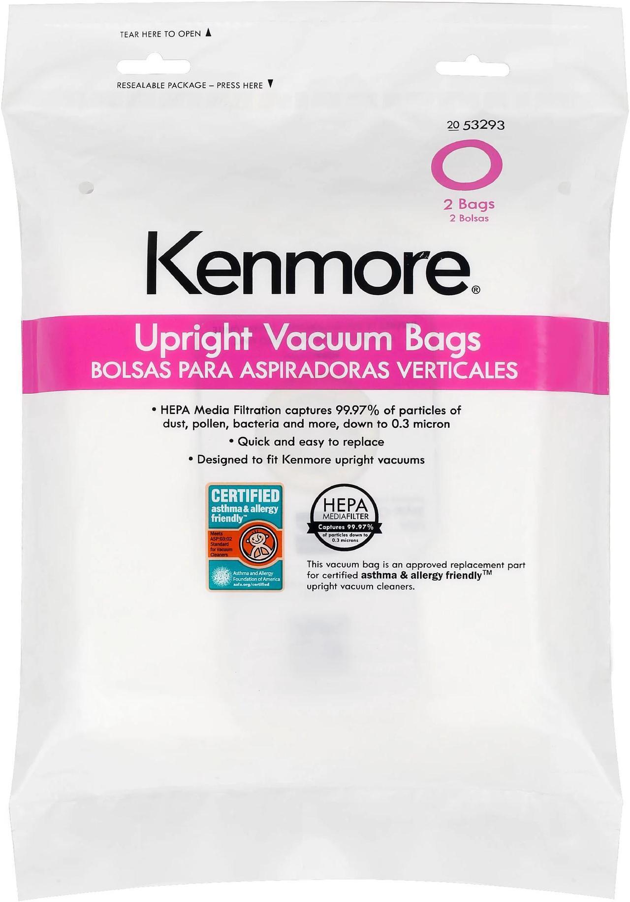 Main image of Kenmore 53293 2 Pk. Style O HEPA Vacuum Bags for Upright Vacuums