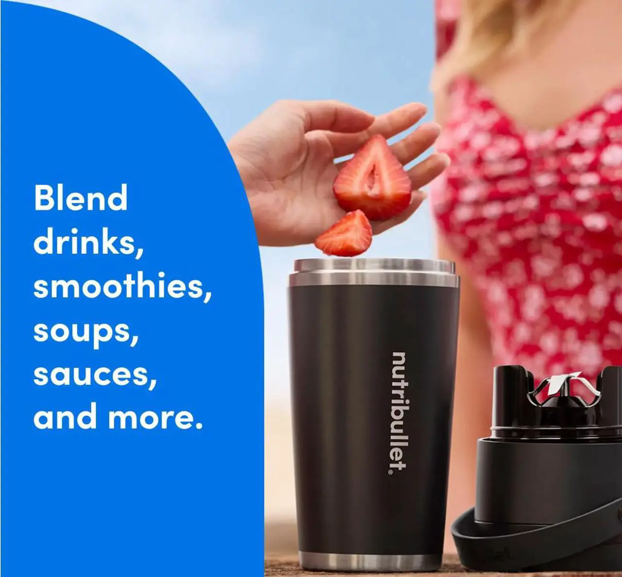 Alt view image 14 of 15 - NutriBullet NBPB50350AW Black 20 ounces Jar Size Flip Insulated Portable Blender 1