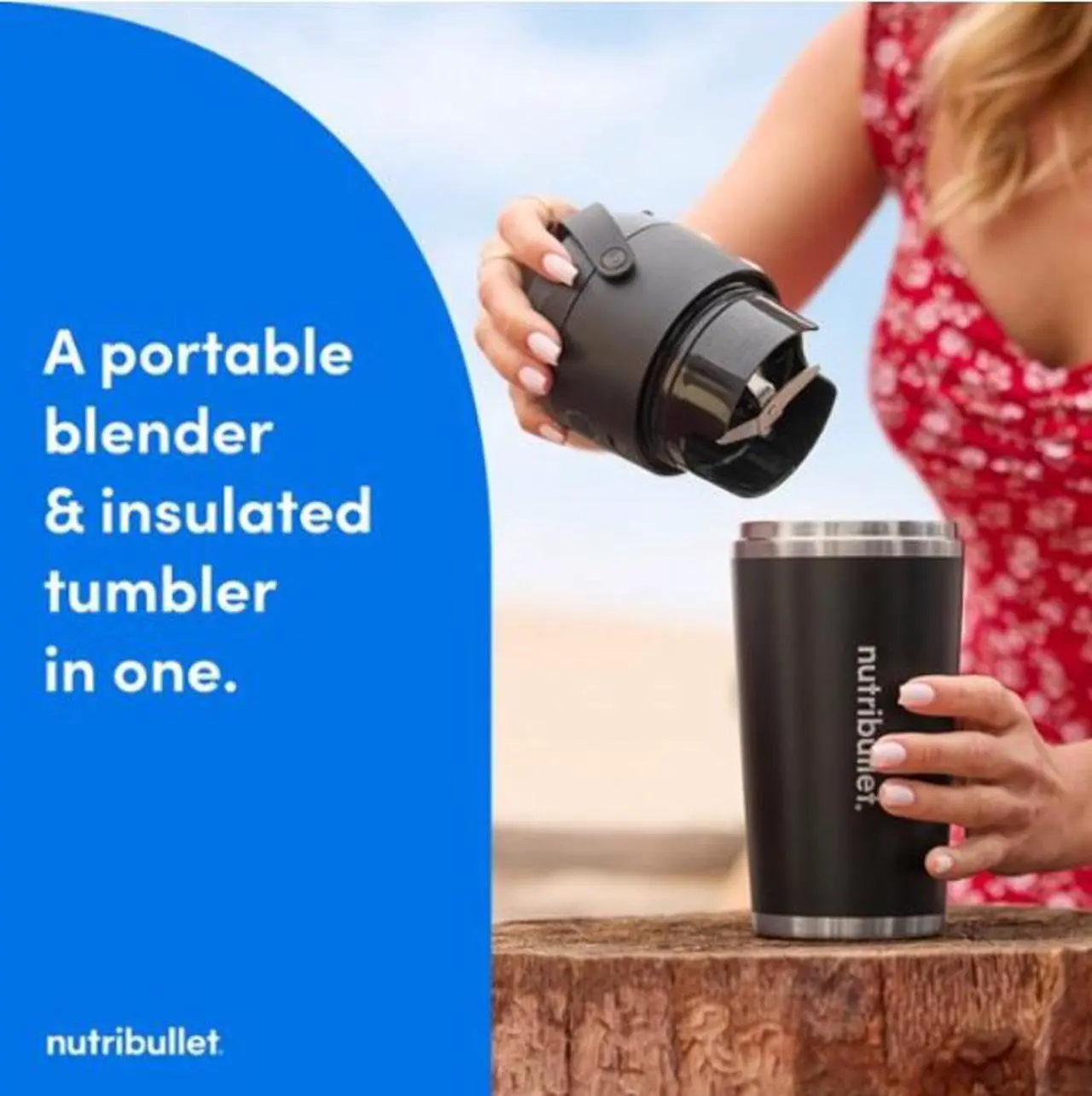 Alt view image 2 of 15 - NutriBullet NBPB50350AW Black 20 ounces Jar Size Flip Insulated Portable Blender 1