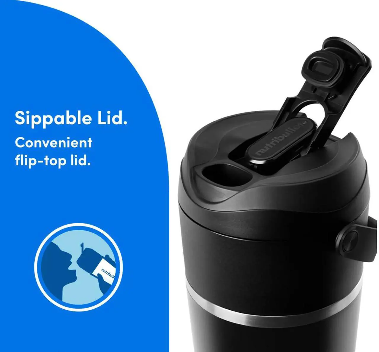 Alt view image 12 of 15 - NutriBullet NBPB50350AW Black 20 ounces Jar Size Flip Insulated Portable Blender 1