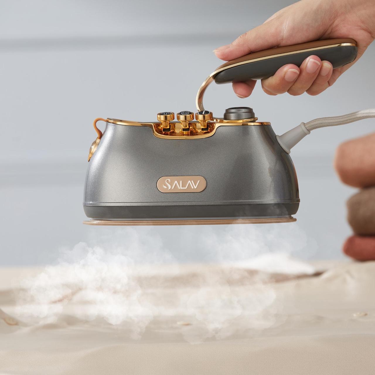 Alt view image 6 of 12 - SALAV Retro Edition Duopress Steamer and Iron, Titanium