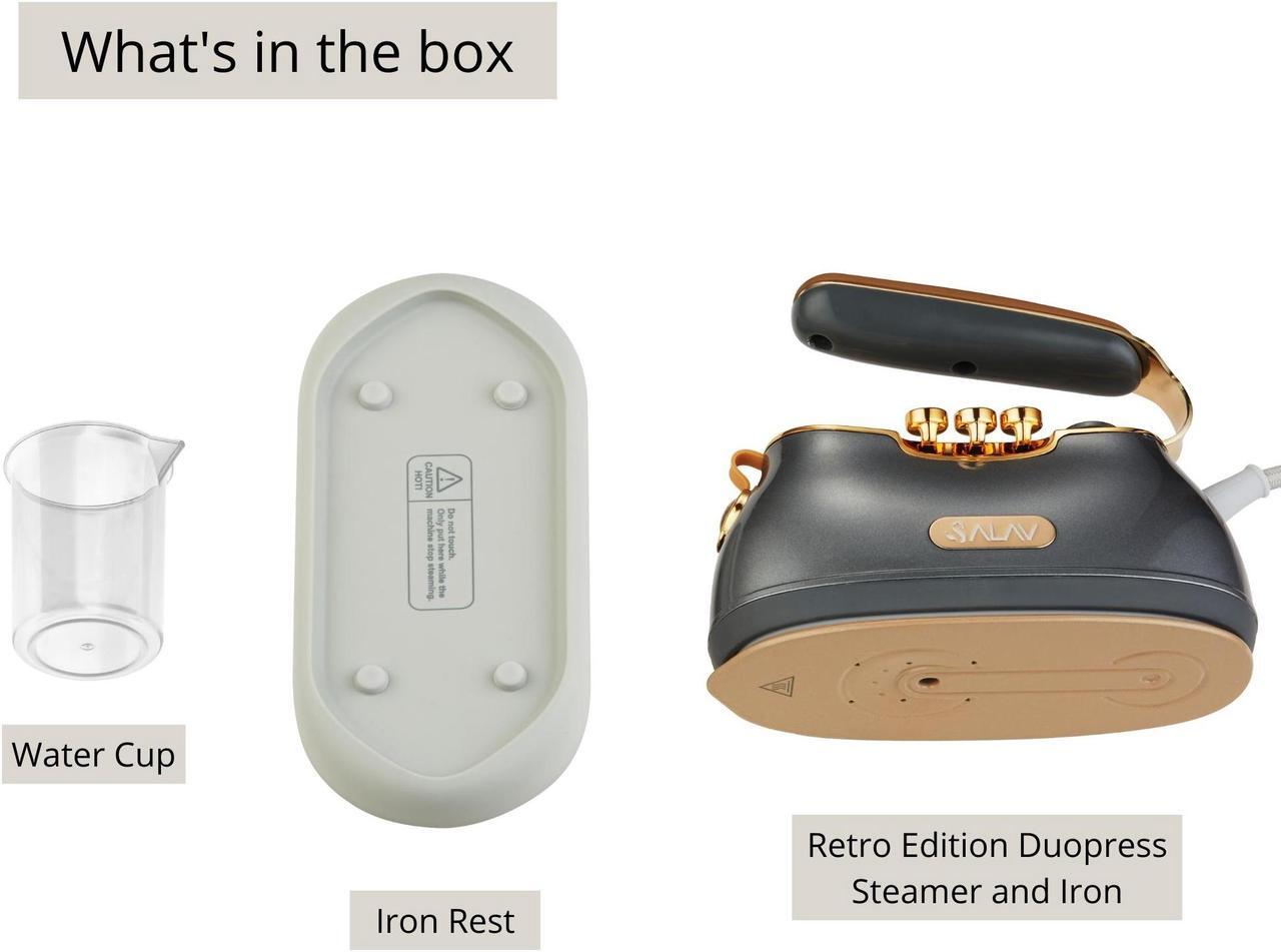 Alt view image 12 of 12 - SALAV Retro Edition Duopress Steamer and Iron, Titanium