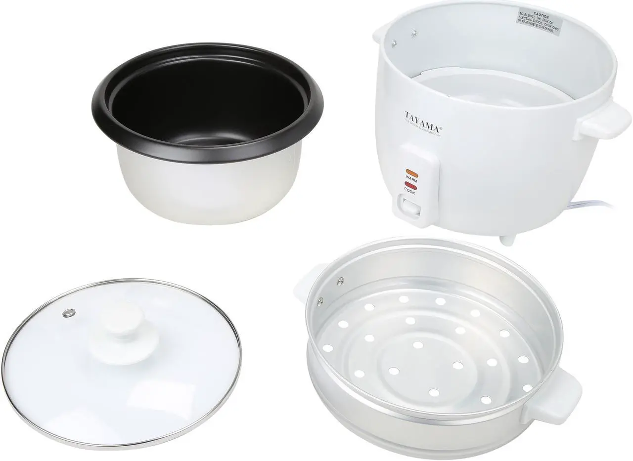 Alt view image 7 of 7 - Tayama RC-8  8 Cups Uncooked / 16 Cups Cooked Rice Cooker with Steam Tray, White