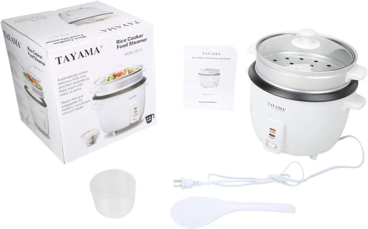 Alt view image 8 of 7 - Tayama RC-8  8 Cups Uncooked / 16 Cups Cooked Rice Cooker with Steam Tray, White