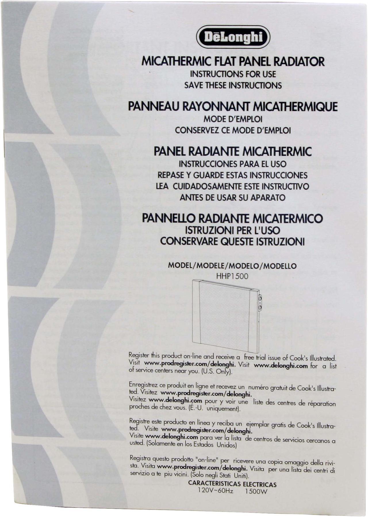 Alt view image 10 of 11 - DeLonghi HHP1500 Mica Panel Radiator