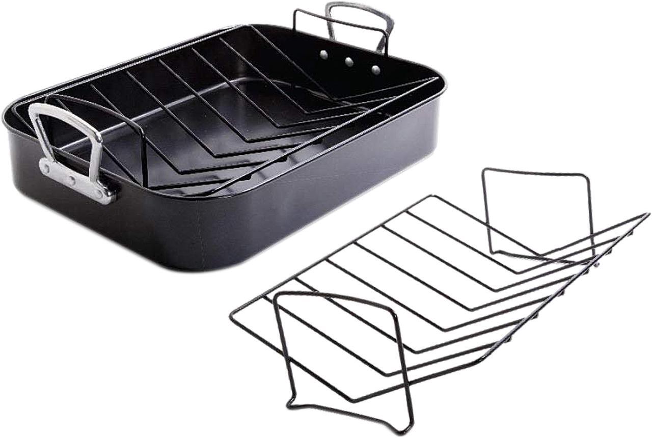 Alt view image 2 of 4 - Gibson Home 89134.02 French Roaster 2-Piece Turkey Roaster and V Rack, Black