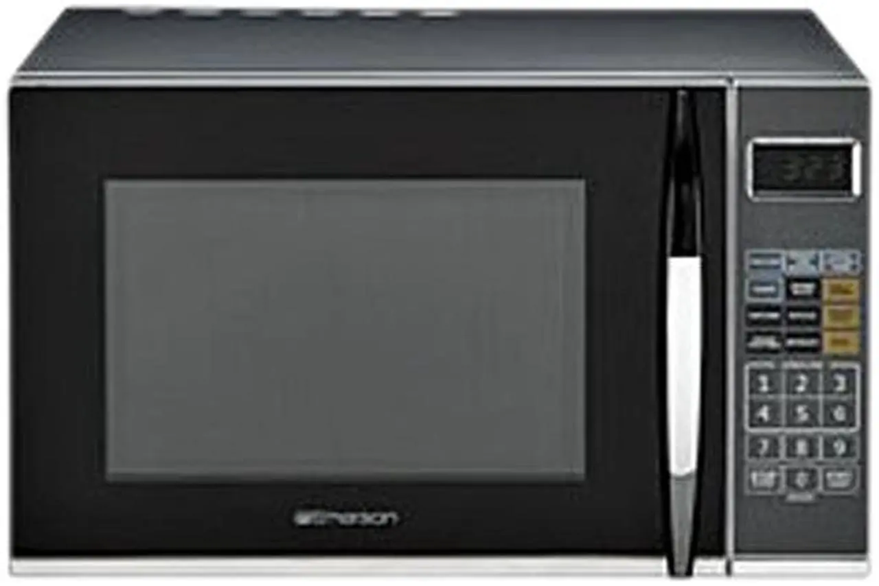 Main image of Emerson 1100W(Microwave)/1150W(Grill) 1.2 cu ft Microwave Oven MWG9115SL Stainless Steel Front and Silver Cabinet