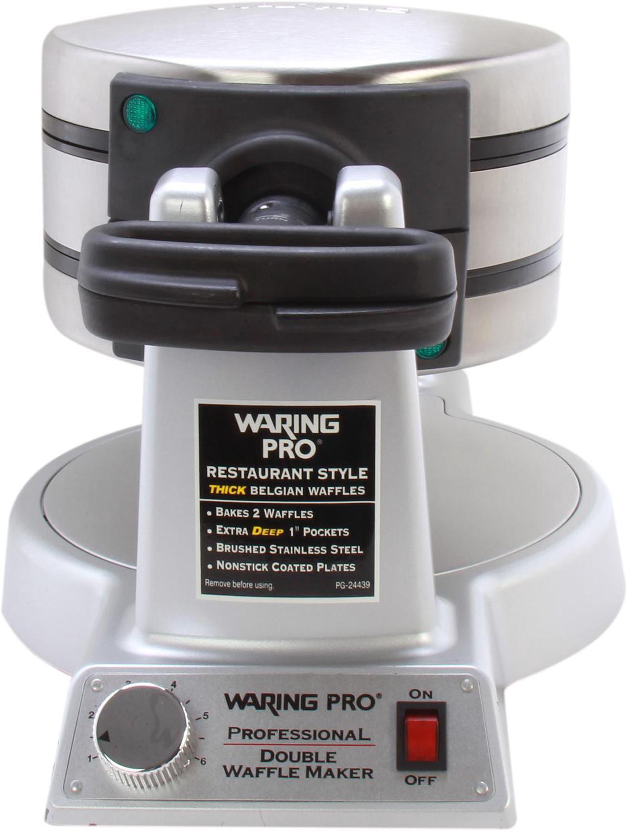 Alt view image 2 of 7 - Waring Pro WMK600 Stainless Steel Double Belgian-Waffle Maker
