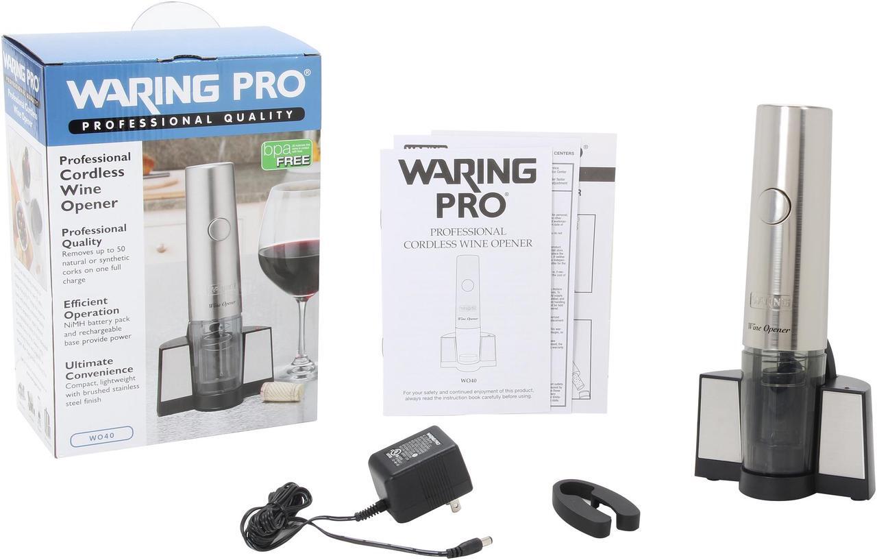 Alt view image 5 of 5 - Waring Pro WO40 Rechargeable Cordless Wine Opener Stainless Steel